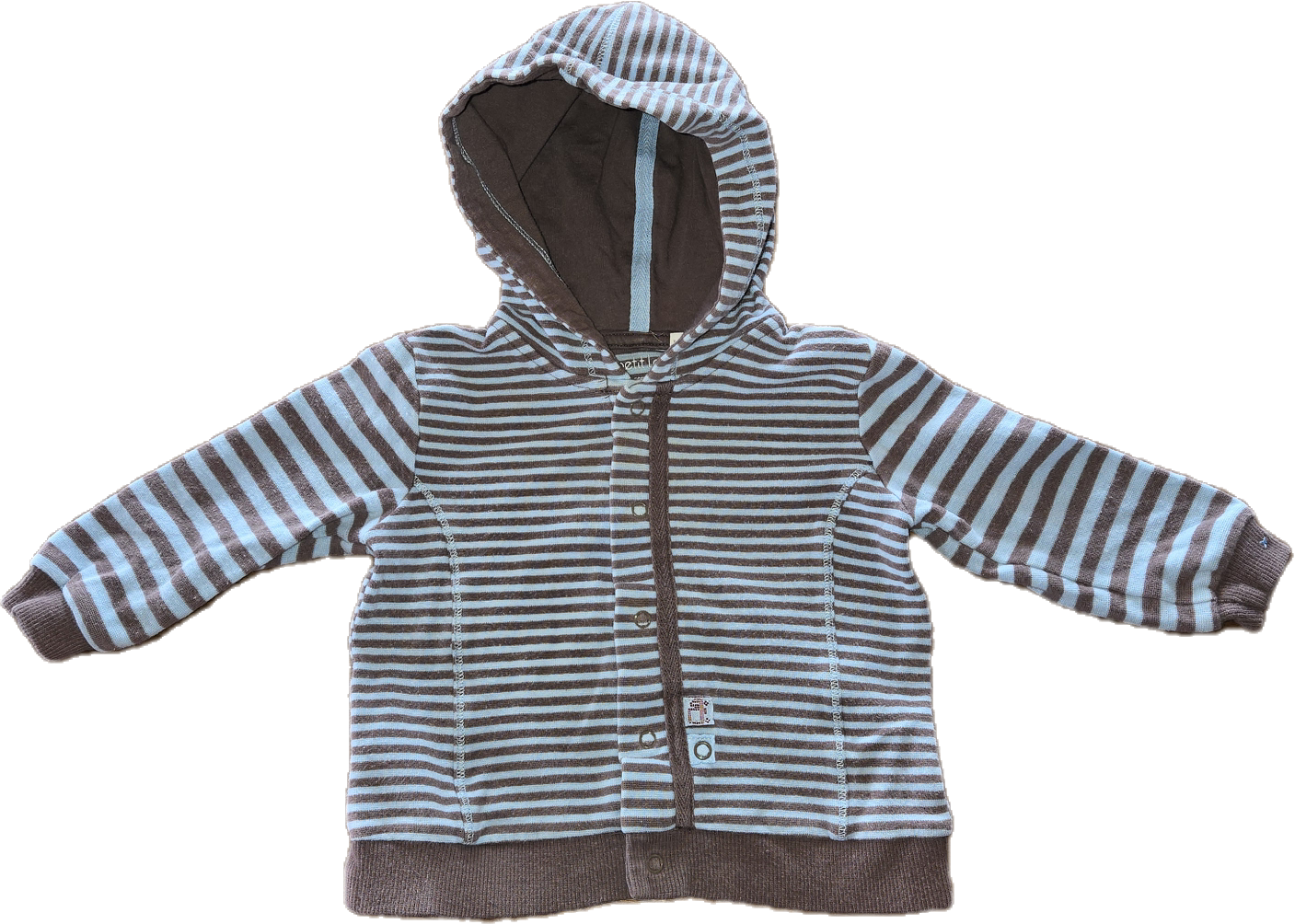 G - Ensemble rayé bleu pâle et brun pâle- 9 mois