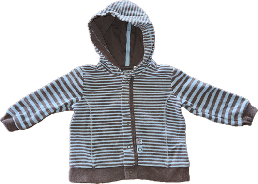 G - Ensemble rayé bleu pâle et brun pâle- 9 mois