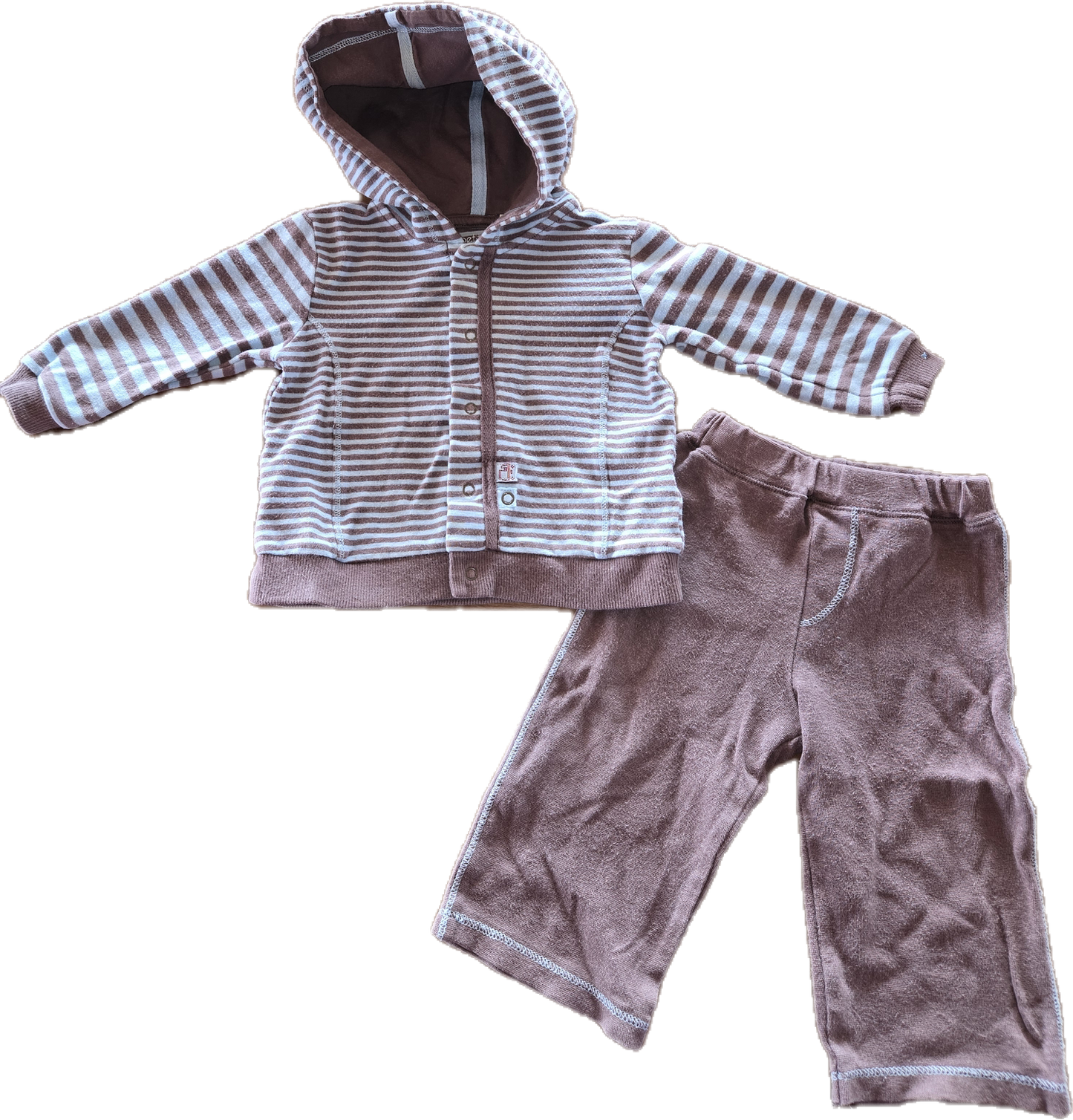 G - Ensemble rayé bleu pâle et brun pâle- 9 mois