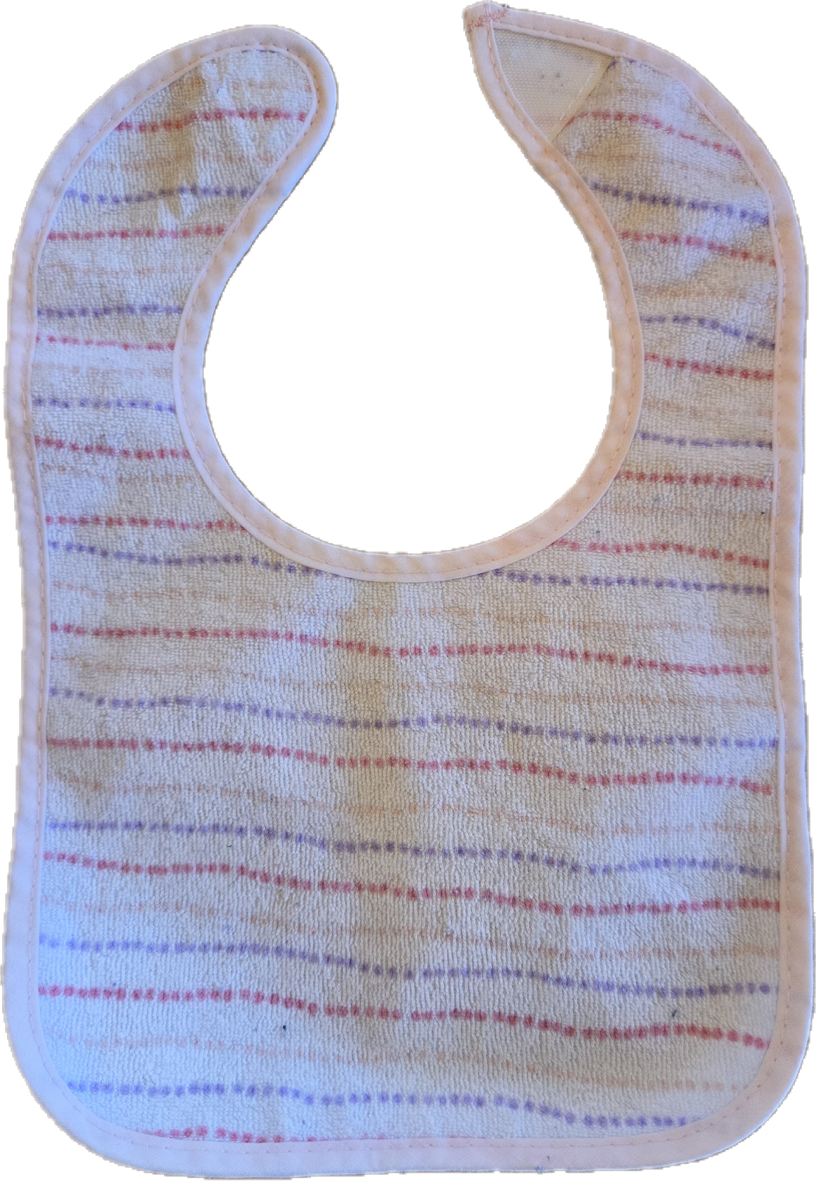 Bavoir rayé mauve, rose et blanc