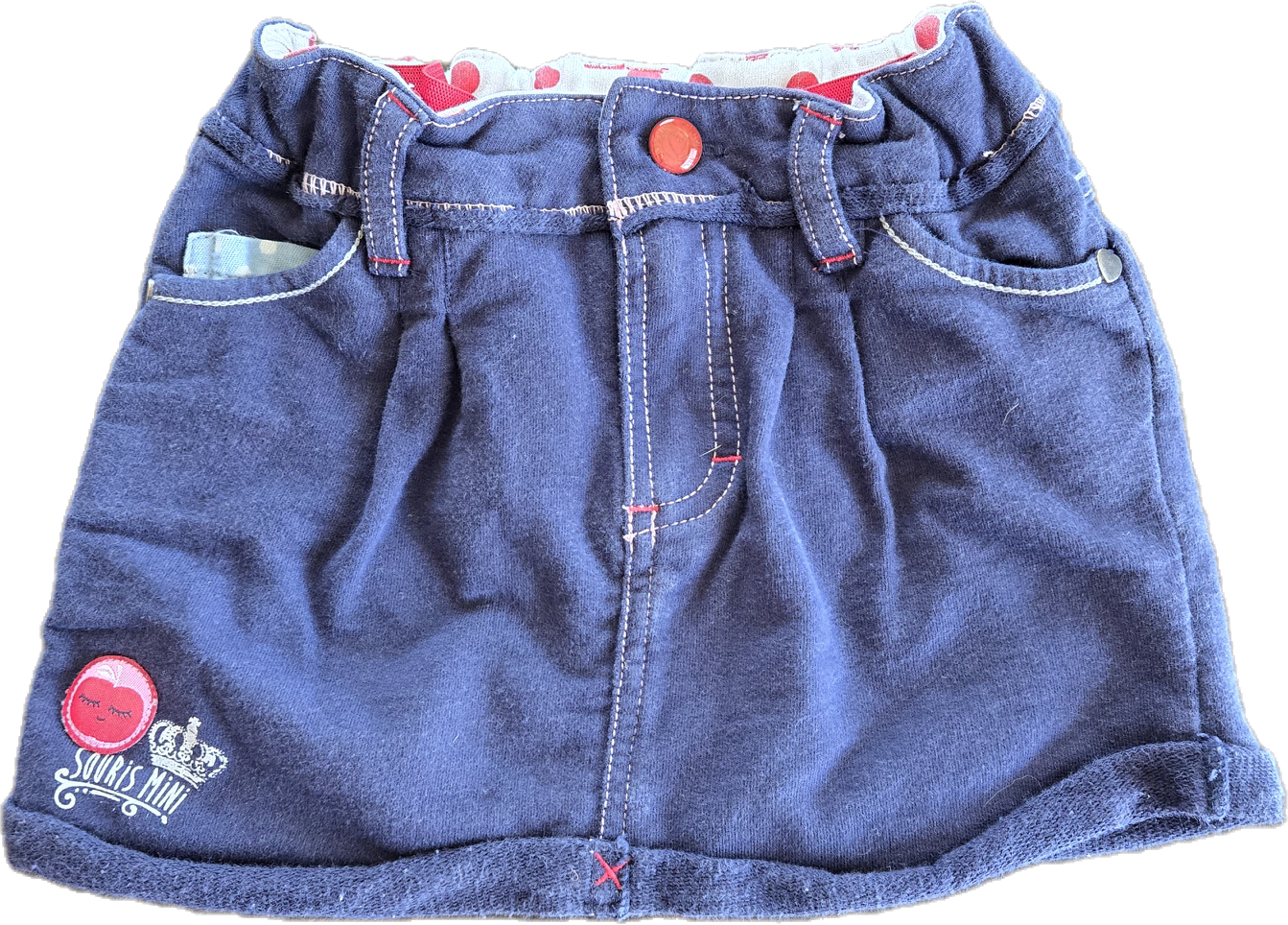 F - Jupe bleu marine ajustable avec élastique- 4 ans