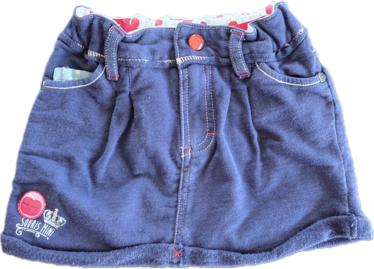 F - Jupe bleu marine ajustable avec élastique- 4 ans