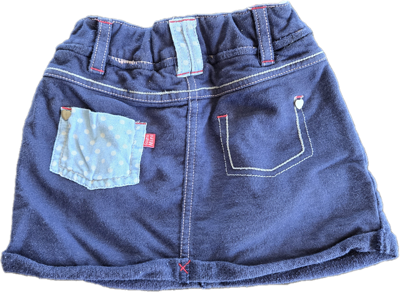 F - Jupe bleu marine ajustable avec élastique- 4 ans