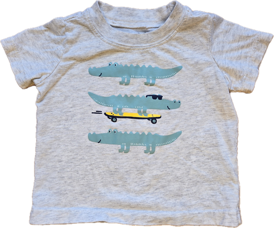 G - T-Shirt gris crocodiles- 9 mois - Neuf