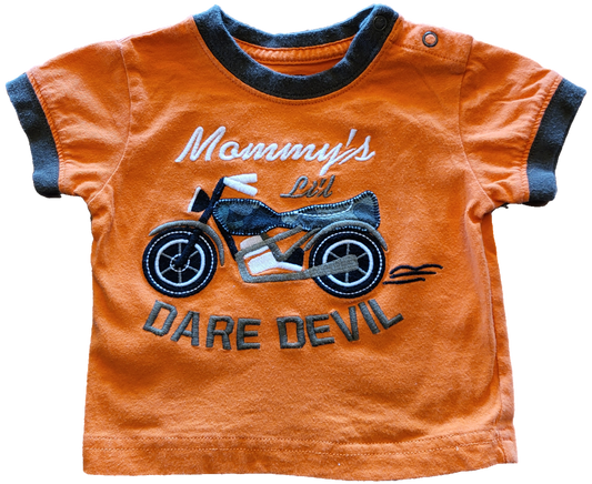 G - Chandail moto orange - 3/6 mois