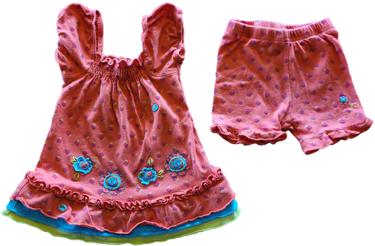 Ensemble éte rouge rosé - 6 mois