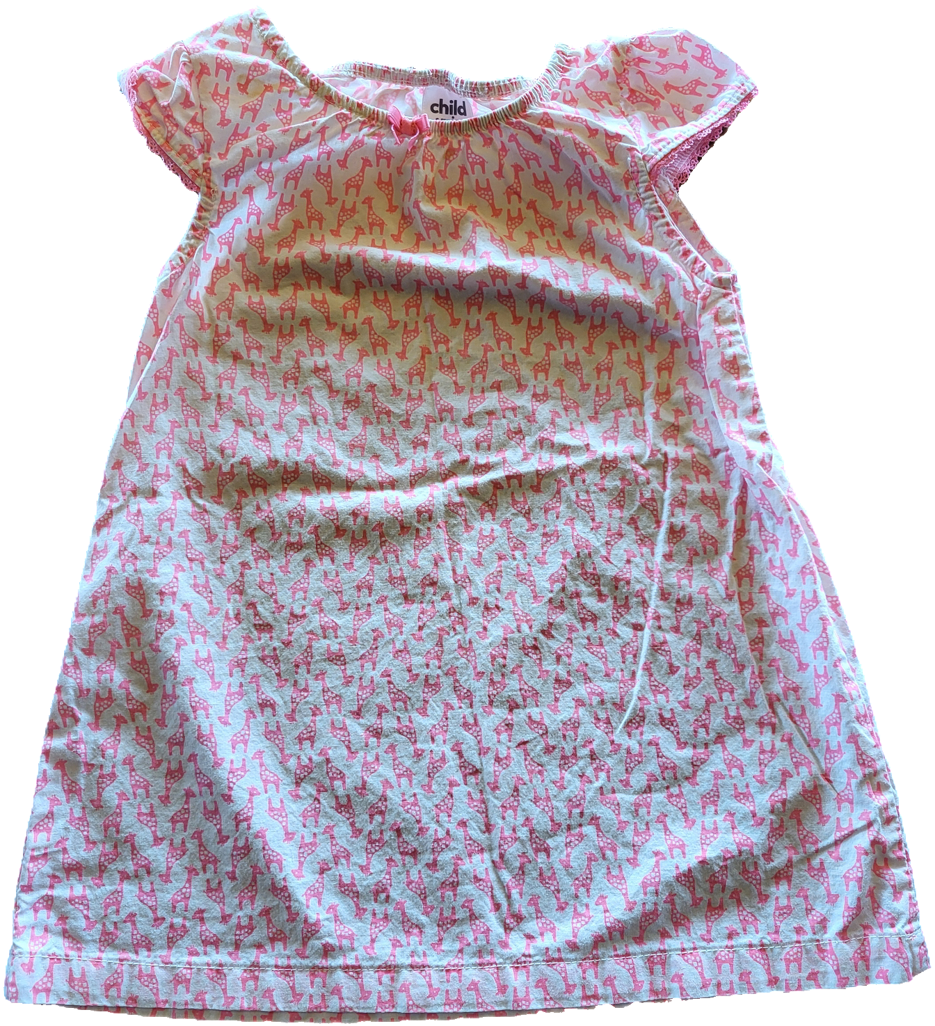 F - Robe blanc et girafe rose - 6/9 mois