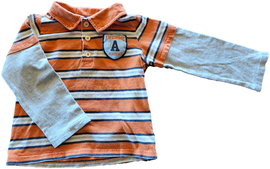 G- Chandail rayé orange et gris - 3 mois