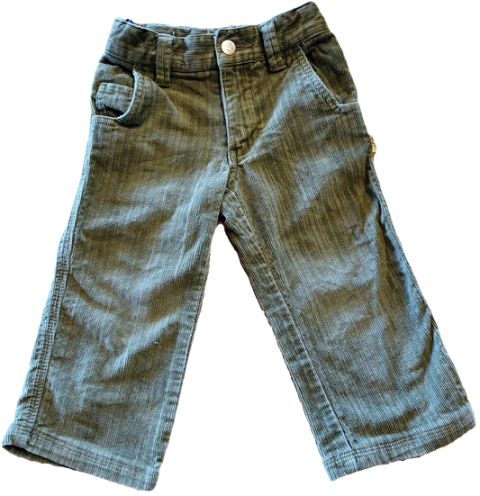 G - Pantalon vert kaki (ajustable avec élastique) - 2 ans