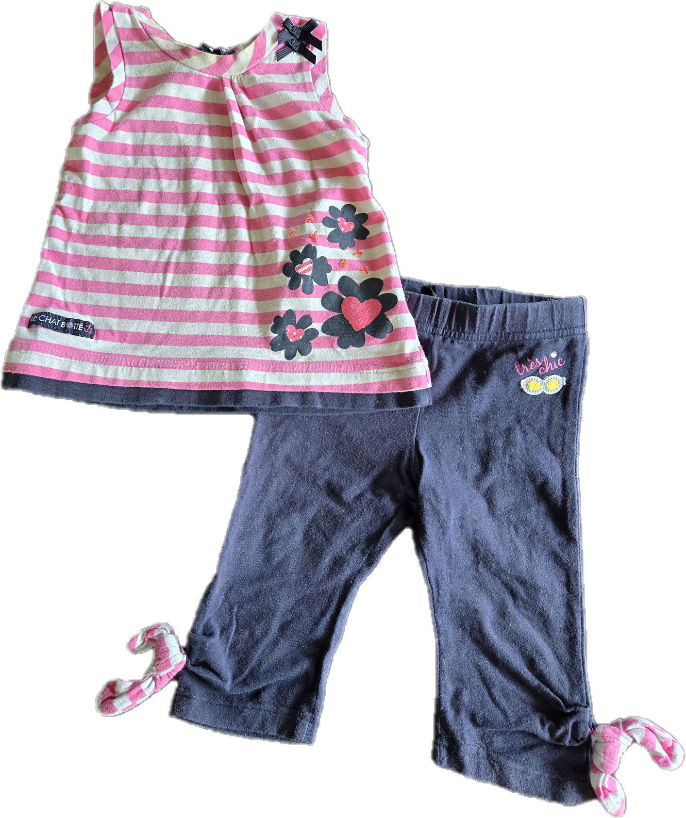 F - Ensemble rose et bleu marine - 9 mois