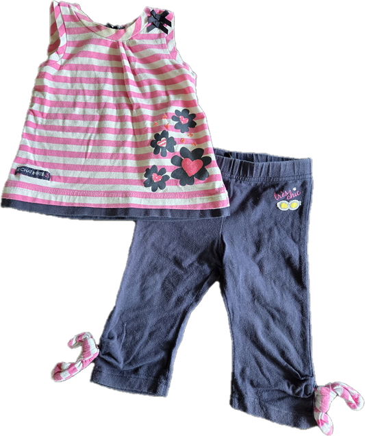 F - Ensemble rose et bleu marine - 9 mois