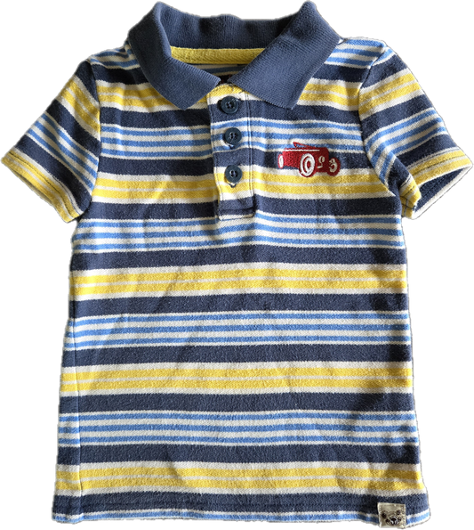G - T-shirt rayé bleu marine et jaune - 12 mois